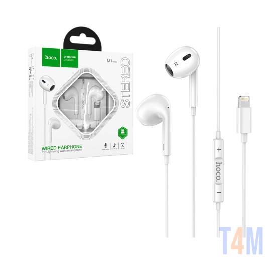 Hoco Earphones M1 Max Crystal for Lightning Cable with Mic 1.2m White
